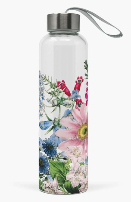 Glass Floral Water Bottle (Various Designs) - $15
